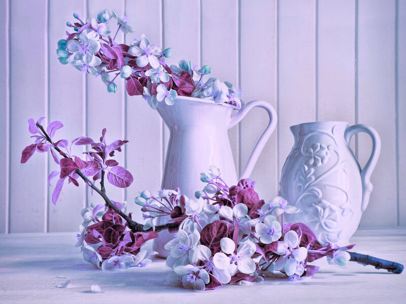 Flower Arrangement in Pitchers