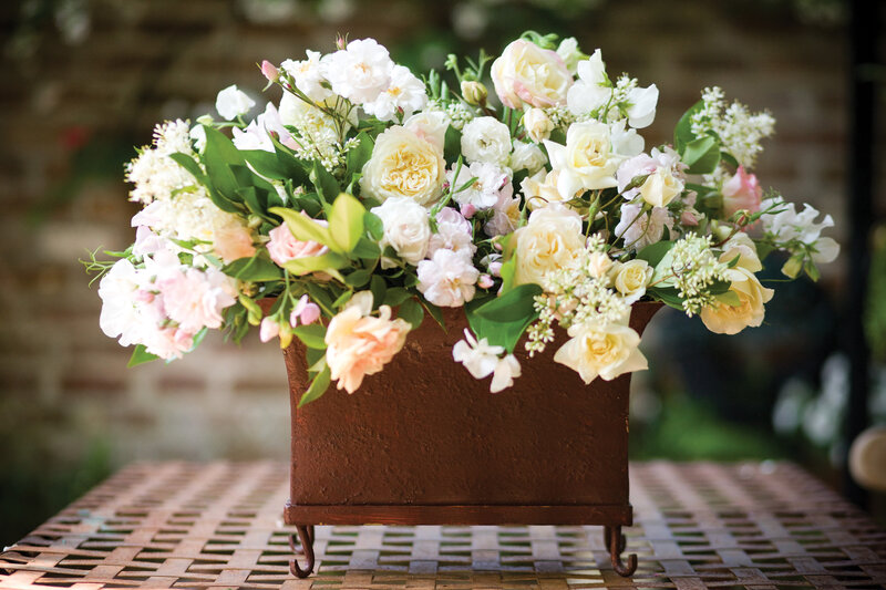 Flower Arrangement in Planter — White