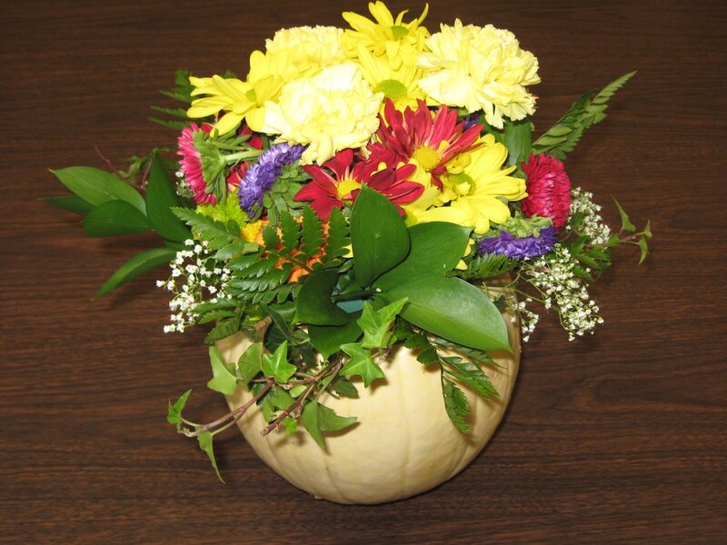Flower Arrangement in Pumpkin