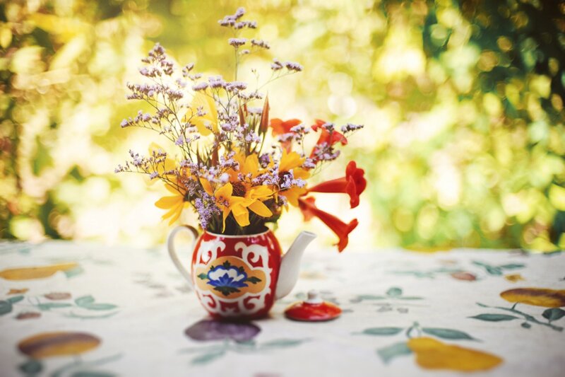 Flower Arrangement in Teapot