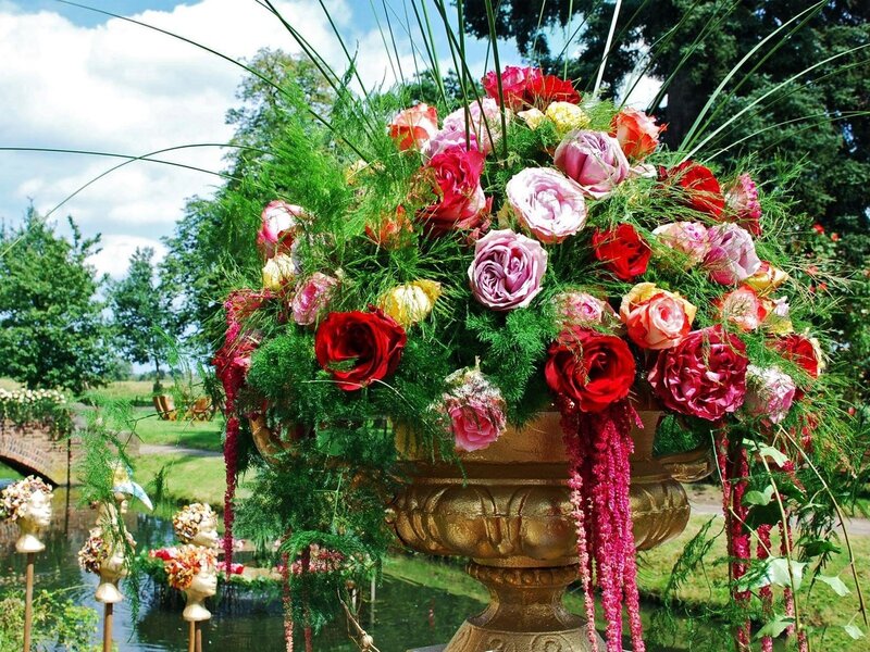 Flower Arrangement in Urn — Green