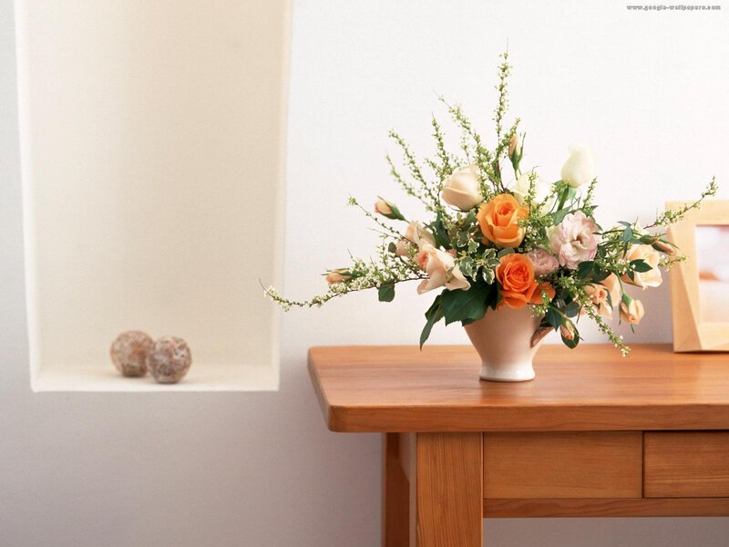 Flower Arrangement in Vase — Beige