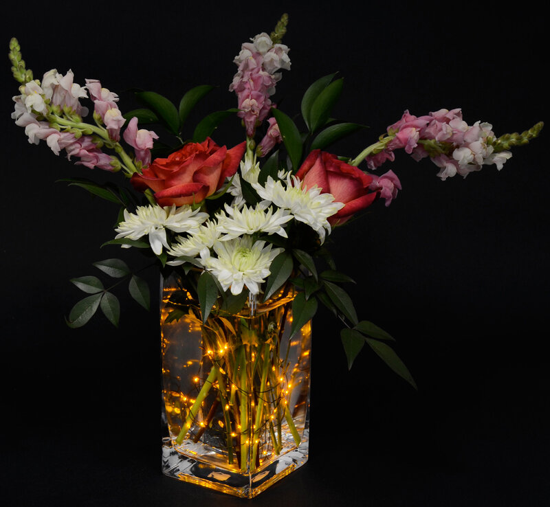 Flower Arrangement in Vase — Black, Dramatic