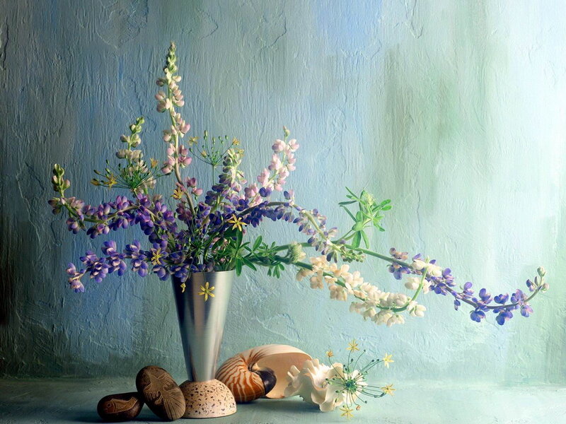 Flower Arrangement in Vase — Blue, Serene, Photograph