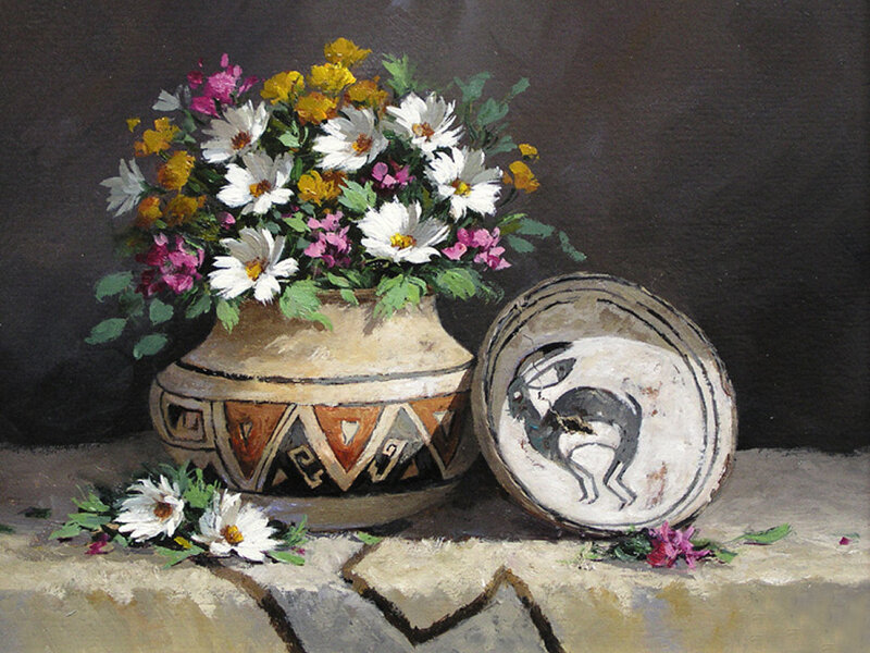 Flower Arrangement in Vase — Brown