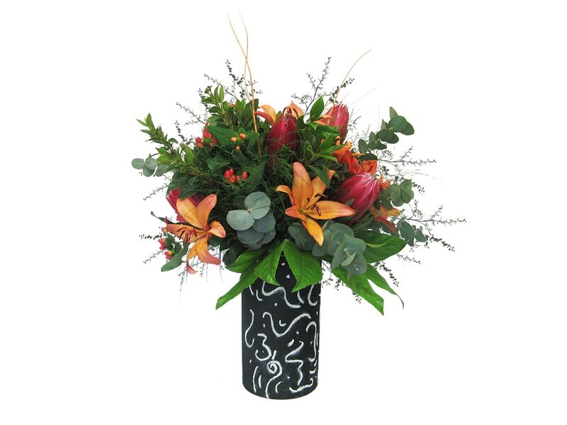 Flower Arrangement in Vase — Green, Calm, Photograph