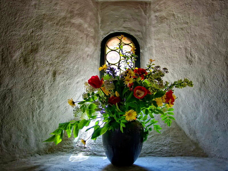 Flower Arrangement in Vase — Green, Serene, Photograph