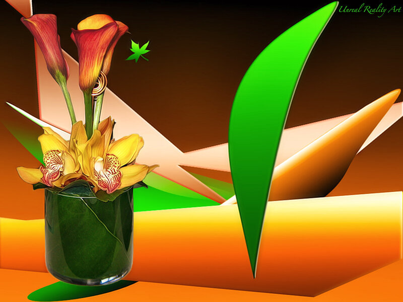 Flower Arrangement in Vase — Green, Vibrant