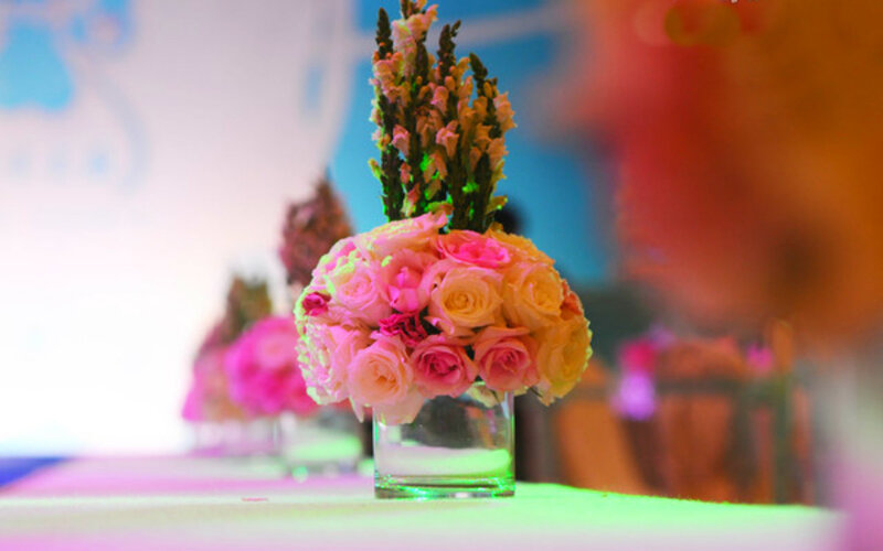 Flower Arrangement in Vase — Pink, Festive, Photograph