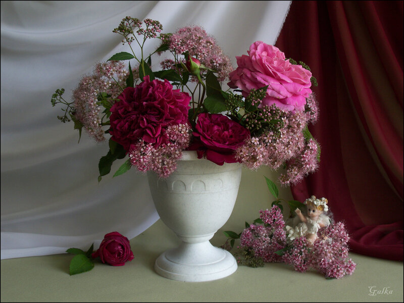 Flower Arrangement in Vase — Pink, Serene, Photograph
