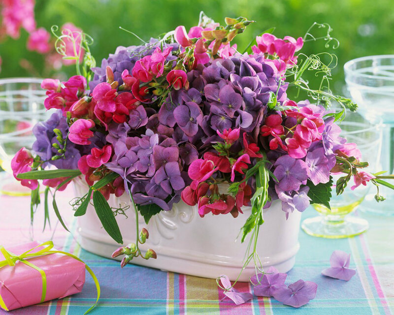 Flower Arrangement in Vase — Purple, Festive