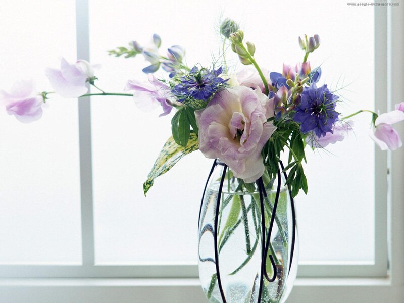 Flower Arrangement in Vase — Purple, Serene