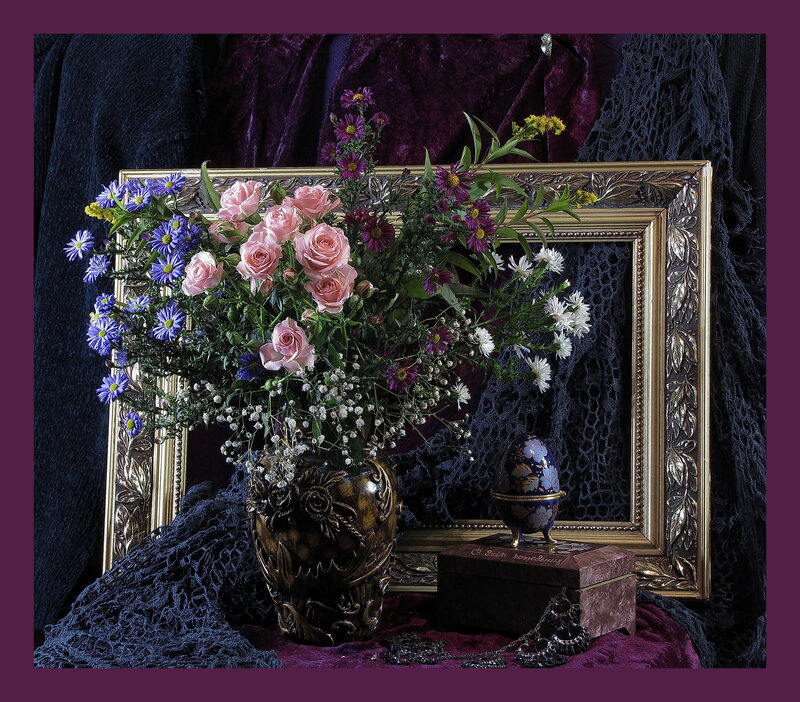 Flower Arrangement in Vase — Purple