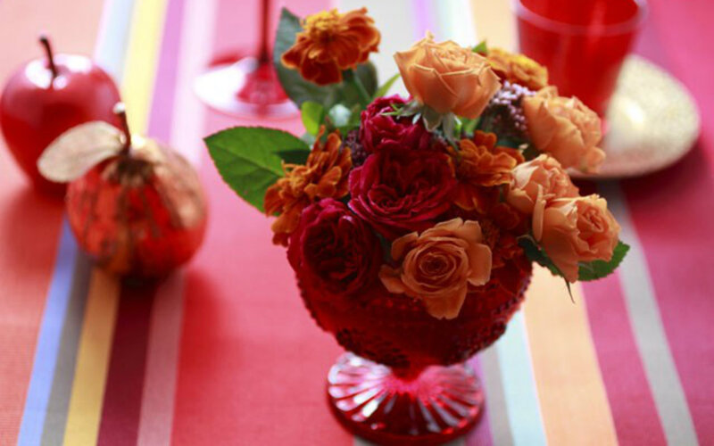 Flower Arrangement in Vase — Red, Festive