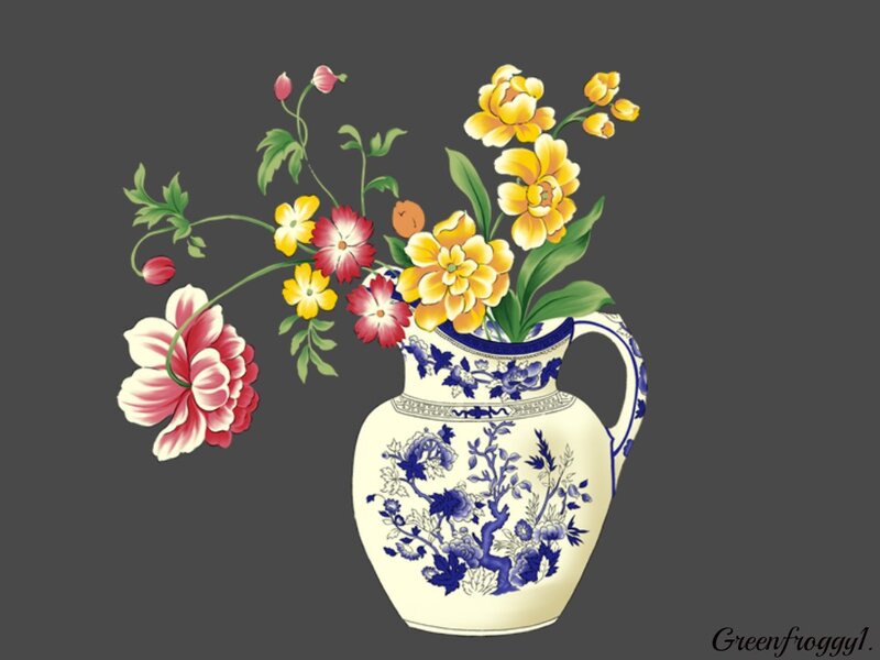 Flower Arrangement in Vase — White, Calm, Illustration