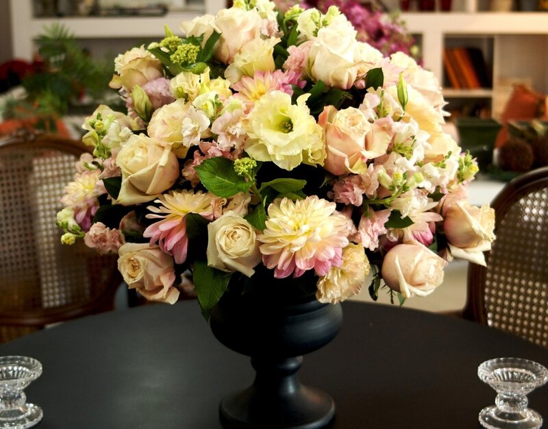 Flower Arrangement in Vase — White, Calm, Photograph, Table