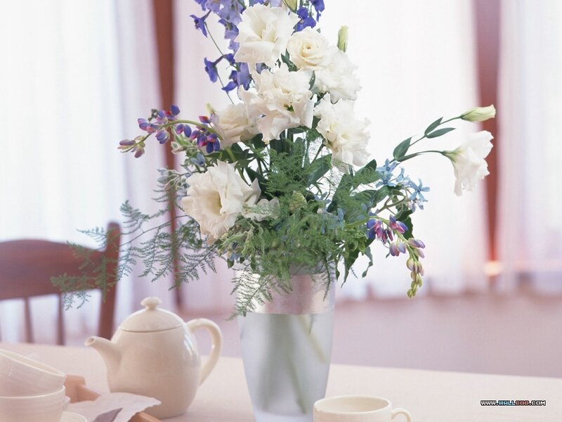 Flower Arrangement in Vase — White, Serene
