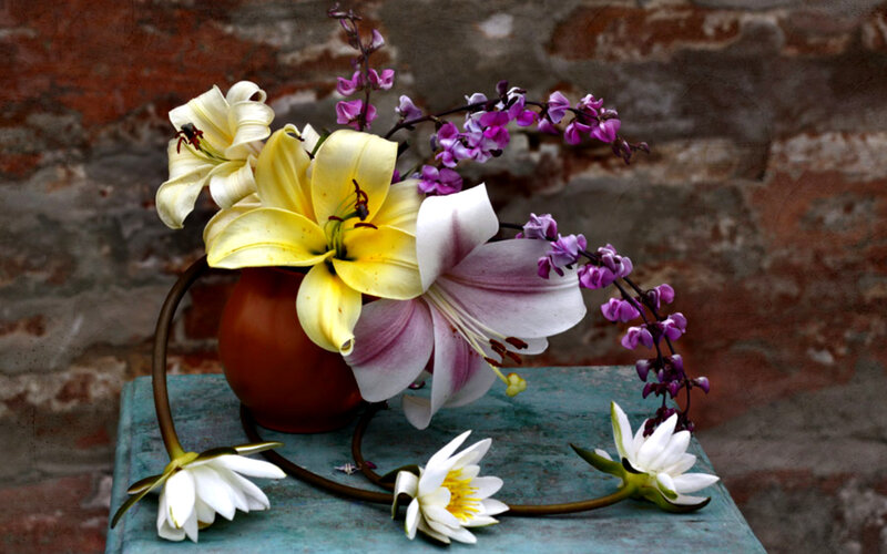 Flower Arrangement in Vase — Yellow, Calm, Photograph