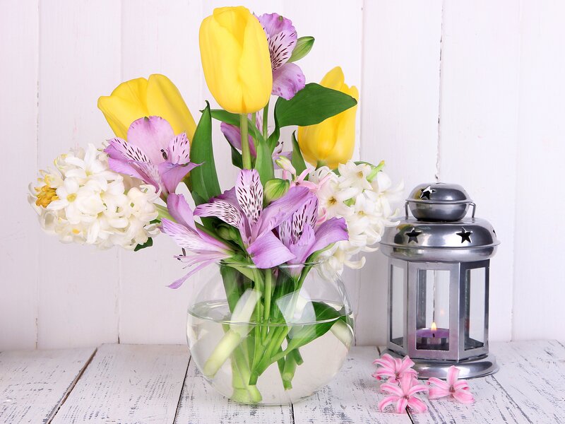 Flower Arrangement in Vase — Yellow, Serene, Spring