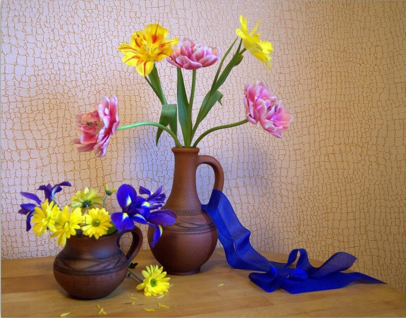 Flower Arrangement in Vases — Brown