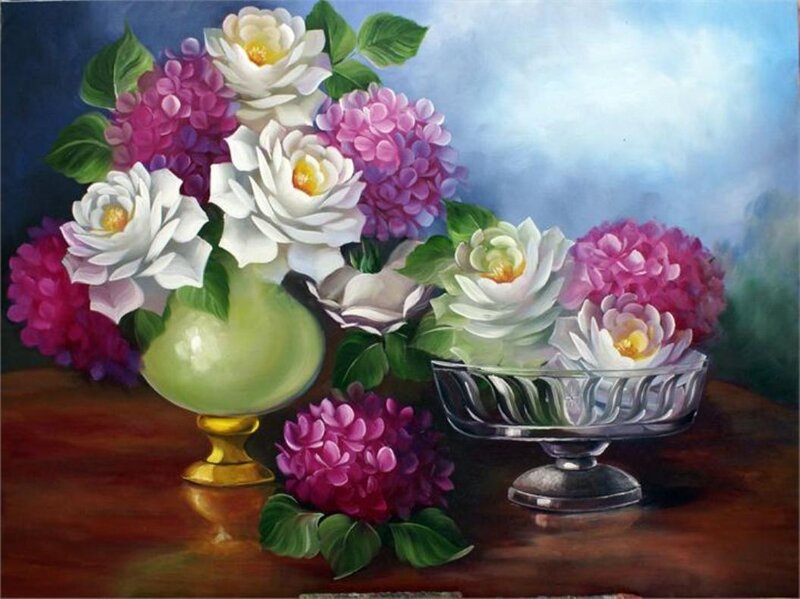 Flower Arrangement in Vases — Green