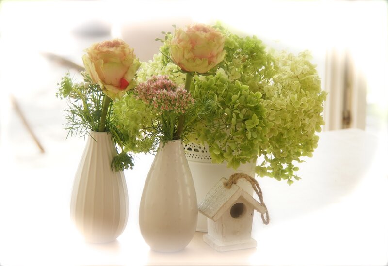 Flower Arrangement in Vases — White, Serene