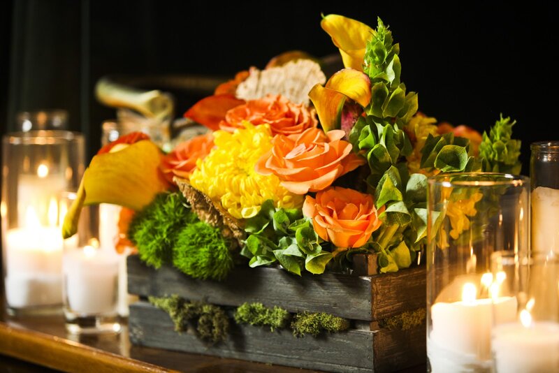 Flower Arrangement in Wooden Box