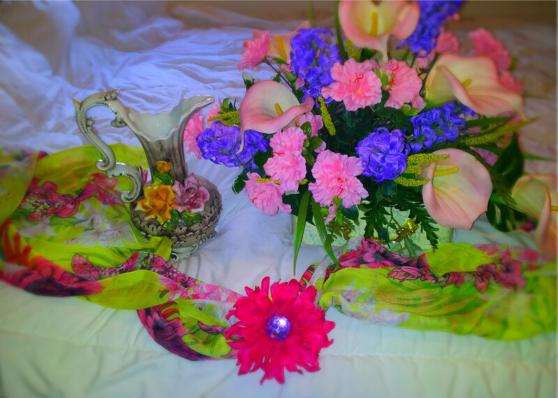 Flower Arrangement on Bed