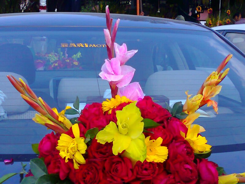 Flower Arrangement on Car