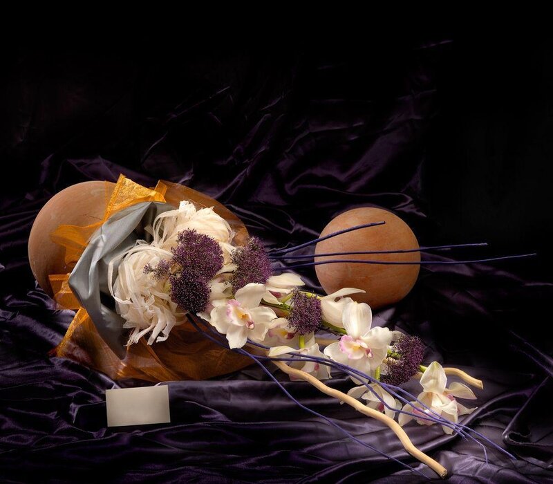 Flower Arrangement on Fabric