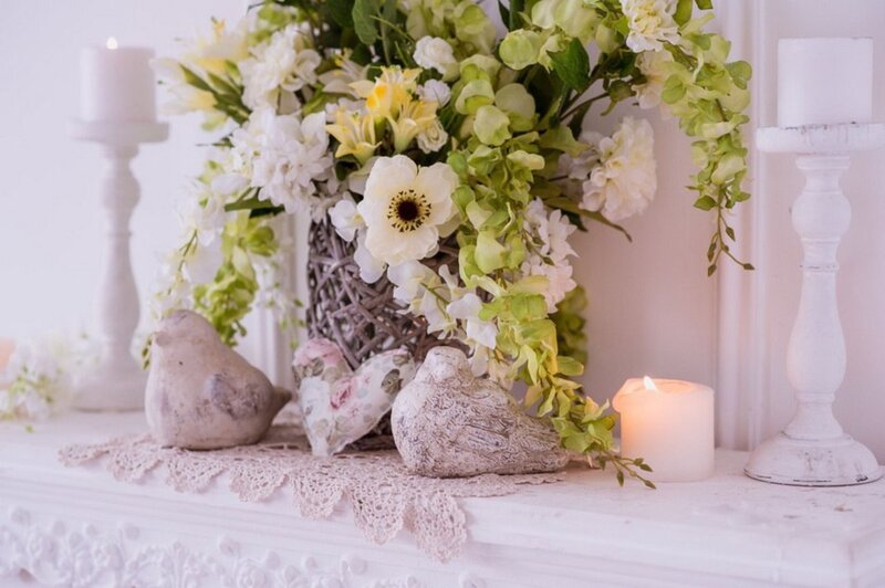 Flower Arrangement on Mantel
