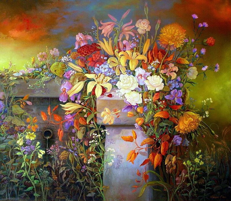 Flower Arrangement on Stone