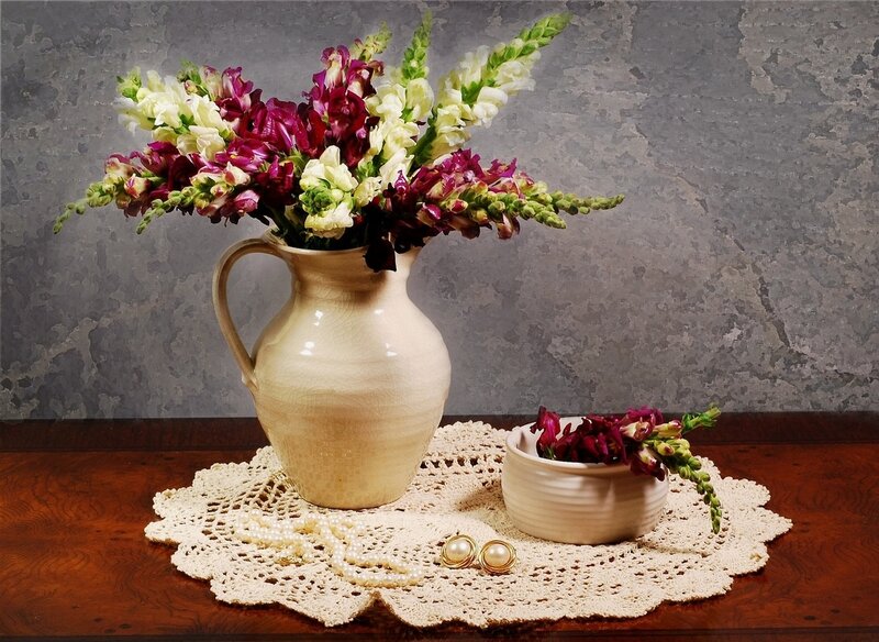 Flower Arrangement on Table — Beige