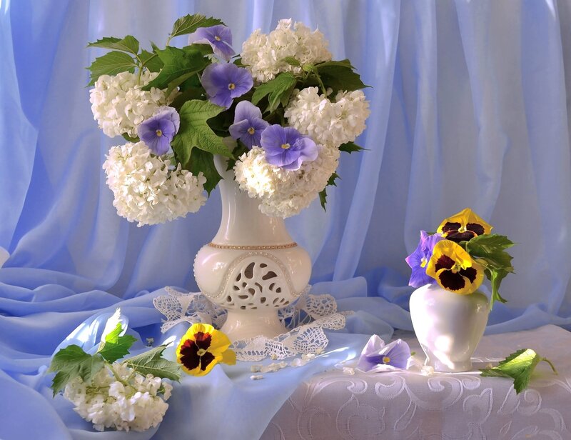 Flower Arrangement on Table — Blue