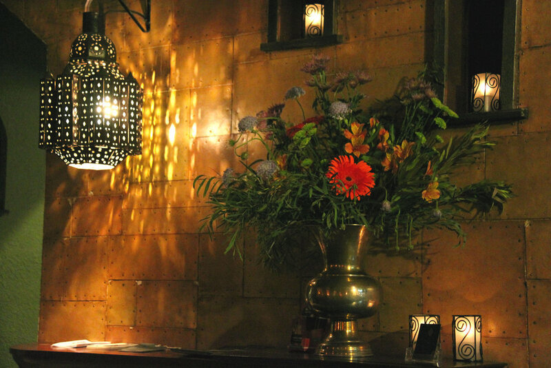 Flower Arrangement on Table — Brown