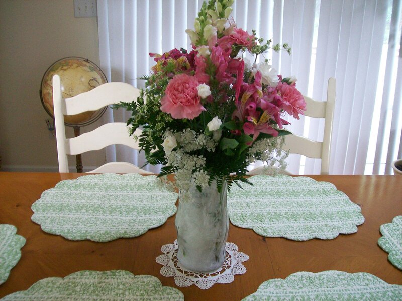 Flower Arrangement on Table — Green, Calm, Afternoon