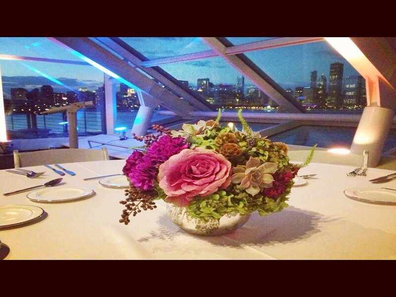 Flower Arrangement on Table — Pink, Elegant, Night