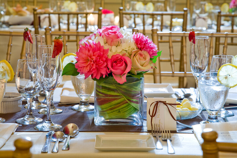 Flower Arrangement on Table — Pink, Elegant, Photograph