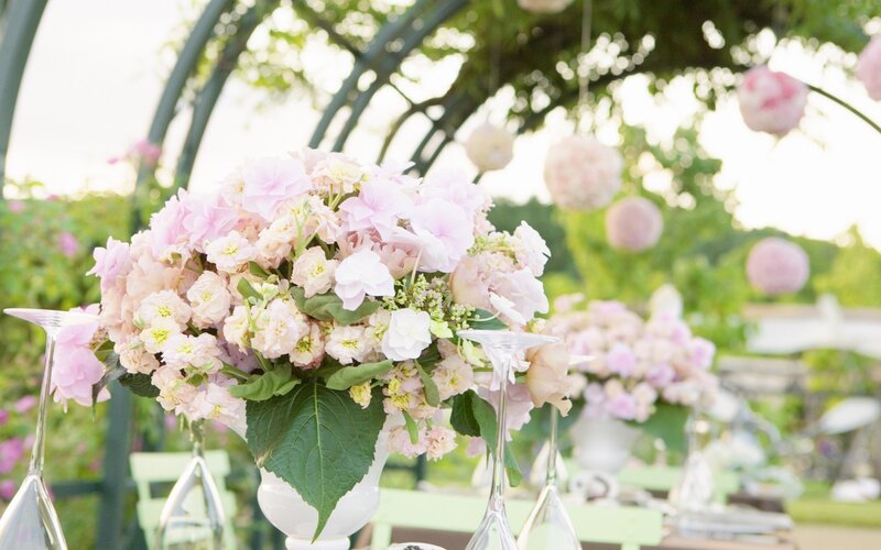 Flower Arrangement on Table — Pink, Serene, Afternoon