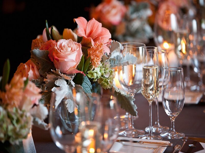Flower Arrangement on Table — Pink