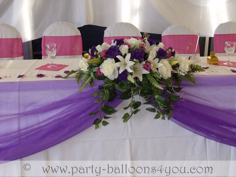 Flower Arrangement on Table — Purple, Formal