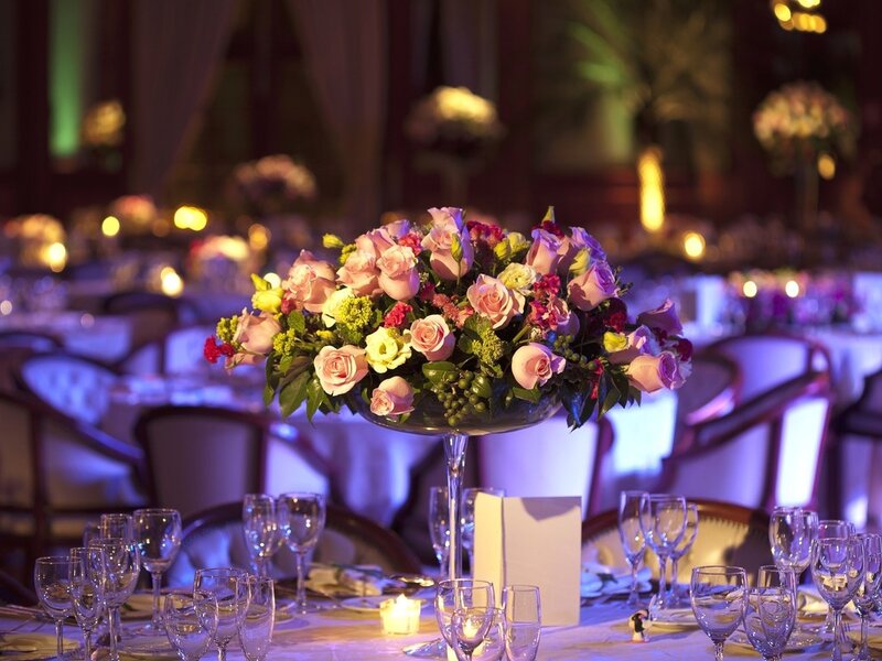 Flower Arrangement on Table — Purple