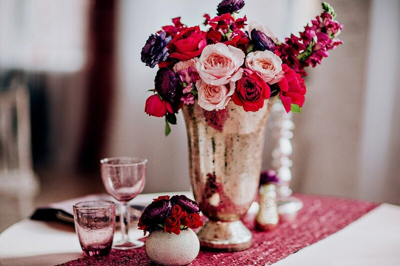 Flower Arrangement on Table — Red, Elegant