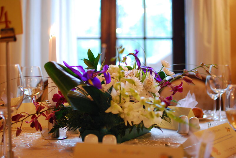 Flower Arrangement on Table — White, Elegant