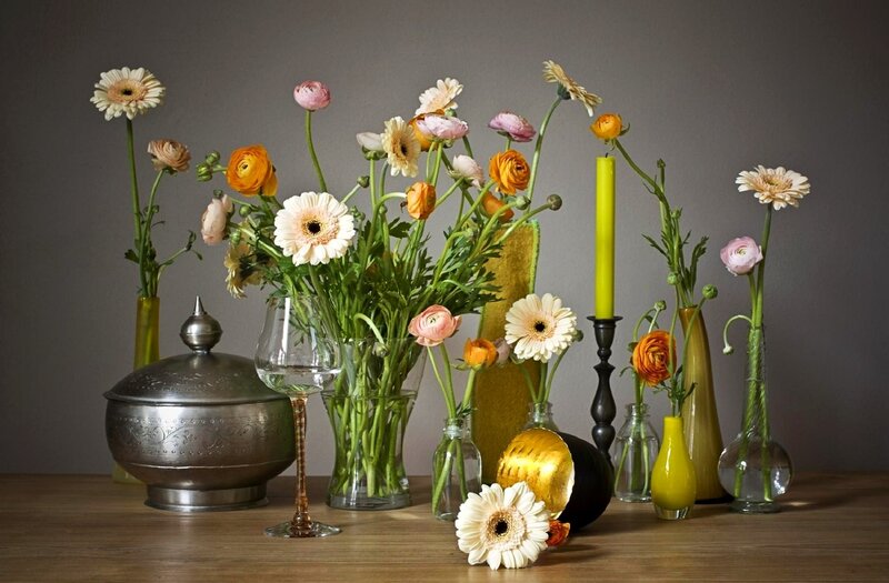 Flower Arrangement on Table — Yellow, Calm