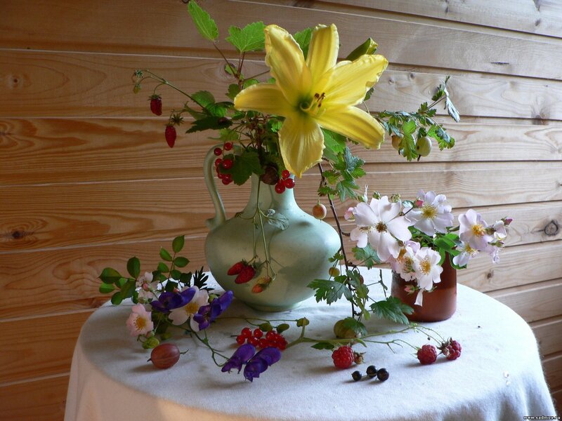 Flower Arrangement on Table — Yellow, Serene