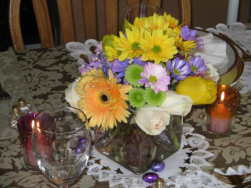 Flower Arrangement on Table — Yellow