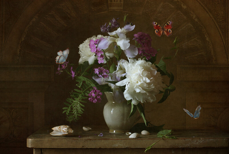 Flower Arrangement with Butterflies