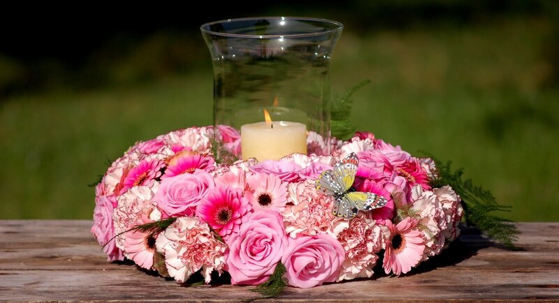 Flower Arrangement with Candle