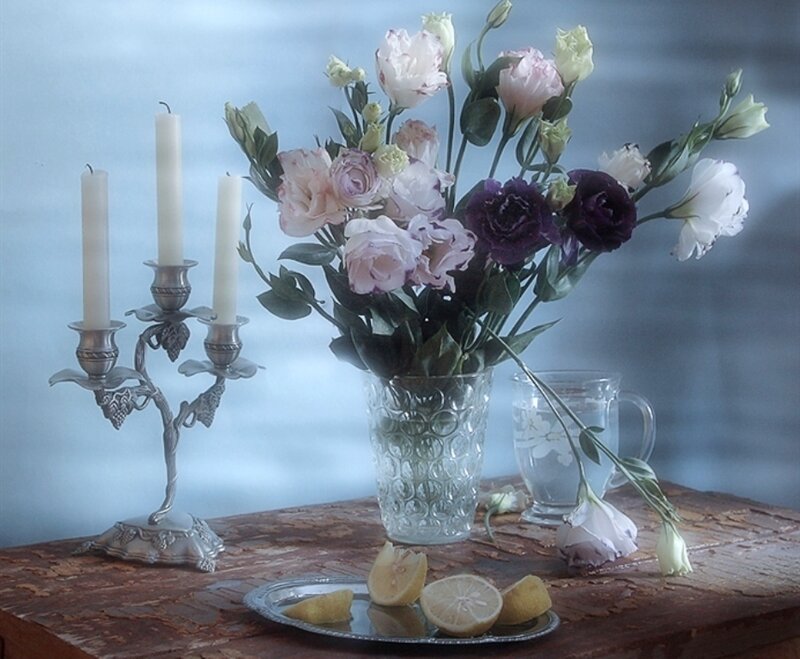 Flower Arrangement with Candles